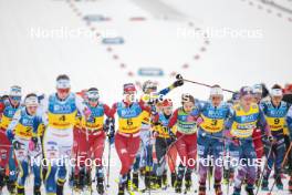 16.12.2023, Trondheim, Norway (NOR): Lotta Udnes Weng (NOR), Frida Karlsson (SWE), Margrethe Bergane (NOR), Delphine Claudel (FRA), (l-r)  - FIS world cup cross-country, skiathlon, Trondheim (NOR). www.nordicfocus.com. © Modica/NordicFocus. Every downloaded picture is fee-liable.