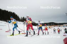 16.12.2023, Trondheim, Norway (NOR): Perttu Hyvarinen (FIN), Edvard Sandvik (NOR), Ben Ogden (USA), Jonas Baumann (SUI), (l-r)  - FIS world cup cross-country, skiathlon, Trondheim (NOR). www.nordicfocus.com. © Modica/NordicFocus. Every downloaded picture is fee-liable.
