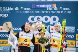 16.12.2023, Trondheim, Norway (NOR): Andrew Musgrave (GBR), Johannes Hoesflot Klaebo (NOR), Didrik Toenseth (NOR), (l-r) - FIS world cup cross-country, skiathlon, Trondheim (NOR). www.nordicfocus.com. © Modica/NordicFocus. Every downloaded picture is fee-liable.