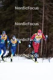 31.12.2023, Toblach, Italy (ITA): Vladislav Kovalyov (KAZ), Fedor Karpov (KAZ), Erik Valnes (NOR), (l-r) - FIS world cup cross-country, tour de ski, 10km, Toblach (ITA). www.nordicfocus.com. © Modica/NordicFocus. Every downloaded picture is fee-liable.
