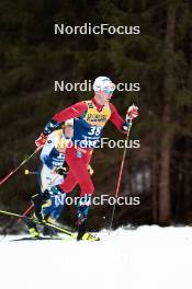 31.12.2023, Toblach, Italy (ITA): Didrik Toenseth (NOR), Gustaf Berglund (SWE), (l-r) - FIS world cup cross-country, tour de ski, 10km, Toblach (ITA). www.nordicfocus.com. © Modica/NordicFocus. Every downloaded picture is fee-liable.