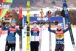 31.12.2023, Toblach, Italy (ITA): Victoria Carl (GER), Kerttu Niskanen (FIN), Jessie Diggins (USA), (l-r)  - FIS world cup cross-country, tour de ski, 10km, Toblach (ITA). www.nordicfocus.com. © Modica/NordicFocus. Every downloaded picture is fee-liable.