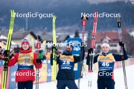 31.12.2023, Toblach, Italy (ITA): Erik Valnes (NOR), Perttu Hyvarinen (FIN), Harald Oestberg Amundsen (NOR), (l-r) - FIS world cup cross-country, tour de ski, 10km, Toblach (ITA). www.nordicfocus.com. © Modica/NordicFocus. Every downloaded picture is fee-liable.