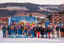 30.12.2023, Toblach, Italy (ITA): Jules Chappaz (FRA), Lucas Chanavat (FRA), Ben Ogden (USA), (l-r) - FIS world cup cross-country, tour de ski, individual sprint, Toblach (ITA). www.nordicfocus.com. © Modica/NordicFocus. Every downloaded picture is fee-liable.