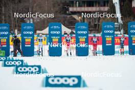 30.12.2023, Toblach, Italy (ITA): Coop, Linn Svahn (SWE), Nadine Faehndrich (SUI), Lotta Udnes Weng (NOR), Patricija Eiduka (LAT) - FIS world cup cross-country, tour de ski, individual sprint, Toblach (ITA). www.nordicfocus.com. © Modica/NordicFocus. Every downloaded picture is fee-liable.