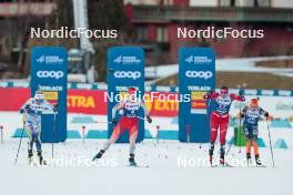 30.12.2023, Toblach, Italy (ITA): Coop, Linn Svahn (SWE), Nadine Faehndrich (SUI), Lotta Udnes Weng (NOR), Patricija Eiduka (LAT) - FIS world cup cross-country, tour de ski, individual sprint, Toblach (ITA). www.nordicfocus.com. © Modica/NordicFocus. Every downloaded picture is fee-liable.