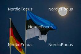 05.01.2023, Otepaeae, Estonia (EST): The Estonian and German flags are flying in the wind. - FIS world cup nordic combined men, training, Otepaeae (EST). www.nordicfocus.com. © Volk/NordicFocus. Every downloaded picture is fee-liable.