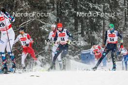 21.01.2023, Klingenthal, Germany (GER): Yoshito Watabe (JPN), Tristan Sommerfeldt (GER), Ryota Yamamoto (JPN), Wendelin Thannheimer (GER), (l-r)  - FIS world cup nordic combined men, individual gundersen HS140/10km, Klingenthal (GER). www.nordicfocus.com. © Volk/NordicFocus. Every downloaded picture is fee-liable.