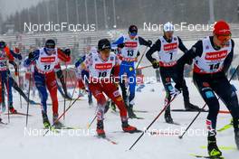 21.01.2023, Klingenthal, Germany (GER): Laurent Muhlethaler (FRA), Stefan Rettenegger (AUT), Kristjan Ilves (EST), (l-r)  - FIS world cup nordic combined men, individual gundersen HS140/10km, Klingenthal (GER). www.nordicfocus.com. © Volk/NordicFocus. Every downloaded picture is fee-liable.