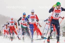 21.01.2023, Klingenthal, Germany (GER): Lukas Greiderer (AUT), Samuel Costa (ITA), Antoine Gerard (FRA), Andreas Skoglund (NOR), Fabian Riessle (GER), (l-r)  - FIS world cup nordic combined men, individual gundersen HS140/10km, Klingenthal (GER). www.nordicfocus.com. © Volk/NordicFocus. Every downloaded picture is fee-liable.