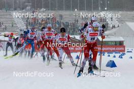 21.01.2023, Klingenthal, Germany (GER): Jesse Paeaekkoenen (FIN), Mario Seidl (AUT), Kodai Kimura (JPN), Martin Fritz (AUT), (l-r)  - FIS world cup nordic combined men, individual gundersen HS140/10km, Klingenthal (GER). www.nordicfocus.com. © Volk/NordicFocus. Every downloaded picture is fee-liable.