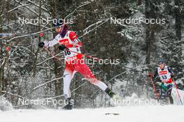 21.01.2023, Klingenthal, Germany (GER): Yuya Yamamoto (JPN), Iacopo Bortolas (ITA), (l-r)  - FIS world cup nordic combined men, individual gundersen HS140/10km, Klingenthal (GER). www.nordicfocus.com. © Volk/NordicFocus. Every downloaded picture is fee-liable.