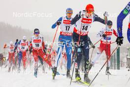 21.01.2023, Klingenthal, Germany (GER): Antoine Gerard (FRA), Thomas Rettenegger (AUT), Eero Hirvonen (FIN), Eric Frenzel (GER), Ryota Yamamoto (JPN), (l-r)  - FIS world cup nordic combined men, individual gundersen HS140/10km, Klingenthal (GER). www.nordicfocus.com. © Volk/NordicFocus. Every downloaded picture is fee-liable.