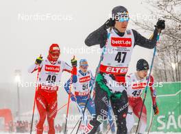 21.01.2023, Klingenthal, Germany (GER): Pascal Mueller (SUI), Jesse Paeaekkoenen (FIN), Domenico Mariotti (ITA), Kodai Kimura (JPN), (l-r)  - FIS world cup nordic combined men, individual gundersen HS140/10km, Klingenthal (GER). www.nordicfocus.com. © Volk/NordicFocus. Every downloaded picture is fee-liable.