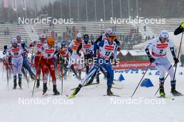21.01.2023, Klingenthal, Germany (GER): Franz-Josef Rehrl (AUT), Ilkka Herola (FIN), Jens Luraas Oftebro (NOR), Julian Schmid (GER), (l-r)  - FIS world cup nordic combined men, individual gundersen HS140/10km, Klingenthal (GER). www.nordicfocus.com. © Volk/NordicFocus. Every downloaded picture is fee-liable.
