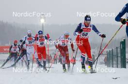 21.01.2023, Klingenthal, Germany (GER): Simen Tiller (NOR), Tomas Portyk (CZE), Mario Seidl (AUT), Ondrej Pazout (CZE), (l-r)  - FIS world cup nordic combined men, individual gundersen HS140/10km, Klingenthal (GER). www.nordicfocus.com. © Volk/NordicFocus. Every downloaded picture is fee-liable.