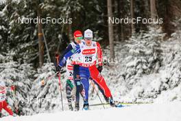 22.01.2023, Klingenthal, Germany (GER): Terence Weber (GER), Antoine Gerard (FRA), (l-r)  - FIS world cup nordic combined men, individual gundersen HS140/10km, Klingenthal (GER). www.nordicfocus.com. © Volk/NordicFocus. Every downloaded picture is fee-liable.