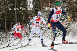 22.01.2023, Klingenthal, Germany (GER): Kodai Kimura (JPN), Andreas Skoglund (NOR), Fabian Riessle (GER), (l-r)  - FIS world cup nordic combined men, individual gundersen HS140/10km, Klingenthal (GER). www.nordicfocus.com. © Volk/NordicFocus. Every downloaded picture is fee-liable.
