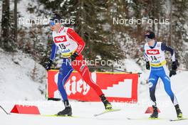 27.01.2023, Seefeld, Austria (AUT): Laurent Muhlethaler (FRA), Kristjan Ilves (EST), (l-r)  - FIS world cup nordic combined men, individual gundersen HS109/7.5km, Seefeld (AUT). www.nordicfocus.com. © Volk/NordicFocus. Every downloaded picture is fee-liable.