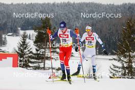 27.01.2023, Seefeld, Austria (AUT): Jan Vytrval (CZE), Espen Bjoernstad (NOR), (l-r)  - FIS world cup nordic combined men, individual gundersen HS109/7.5km, Seefeld (AUT). www.nordicfocus.com. © Volk/NordicFocus. Every downloaded picture is fee-liable.