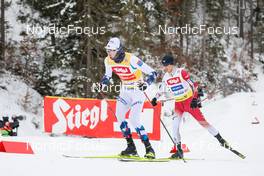 27.01.2023, Seefeld, Austria (AUT): Jarl Magnus Riiber (NOR), Ryota Yamamoto (JPN), (l-r)  - FIS world cup nordic combined men, individual gundersen HS109/7.5km, Seefeld (AUT). www.nordicfocus.com. © Volk/NordicFocus. Every downloaded picture is fee-liable.