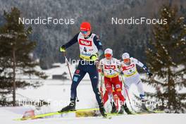 27.01.2023, Seefeld, Austria (AUT): Julian Schmid (GER), Johannes Lamparter (AUT), Jens Luraas Oftebro (NOR), (l-r)  - FIS world cup nordic combined men, individual gundersen HS109/7.5km, Seefeld (AUT). www.nordicfocus.com. © Volk/NordicFocus. Every downloaded picture is fee-liable.