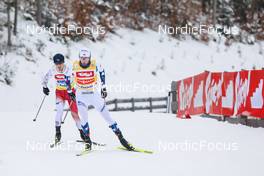 27.01.2023, Seefeld, Austria (AUT): Ryota Yamamoto (JPN), Jarl Magnus Riiber (NOR), (l-r)  - FIS world cup nordic combined men, individual gundersen HS109/7.5km, Seefeld (AUT). www.nordicfocus.com. © Volk/NordicFocus. Every downloaded picture is fee-liable.
