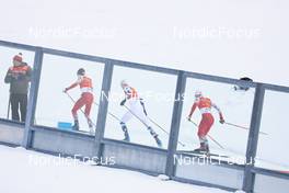 28.01.2023, Seefeld, Austria (AUT): Thomas Rettenegger (AUT), Simen Tiller (NOR), Lukas Greiderer (AUT), (l-r)  - FIS world cup nordic combined men, individual gundersen HS109/10km, Seefeld (AUT). www.nordicfocus.com. © Volk/NordicFocus. Every downloaded picture is fee-liable.