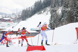 28.01.2023, Seefeld, Austria (AUT): Matteo Baud (FRA), Stefan Rettenegger (AUT), Jens Luraas Oftebro (NOR), (l-r)  - FIS world cup nordic combined men, individual gundersen HS109/10km, Seefeld (AUT). www.nordicfocus.com. © Volk/NordicFocus. Every downloaded picture is fee-liable.