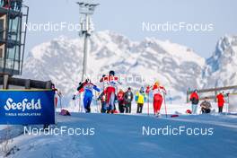29.01.2023, Seefeld, Austria (AUT): Kristjan Ilves (EST), Ryota Yamamoto (JPN), Franz-Josef Rehrl (AUT), (l-r)  - FIS world cup nordic combined men, individual gundersen HS109/12.5km, Seefeld (AUT). www.nordicfocus.com. © Volk/NordicFocus. Every downloaded picture is fee-liable.