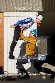 29.01.2023, Seefeld, Austria (AUT): Matteo Baud (FRA), Alex Mougin (FRA), (l-r)  - FIS world cup nordic combined men, individual gundersen HS109/12.5km, Seefeld (AUT). www.nordicfocus.com. © Volk/NordicFocus. Every downloaded picture is fee-liable.