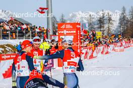 29.01.2023, Seefeld, Austria (AUT): Julian Schmid (GER), Vinzenz Geiger (GER), (l-r)  - FIS world cup nordic combined men, individual gundersen HS109/12.5km, Seefeld (AUT). www.nordicfocus.com. © Volk/NordicFocus. Every downloaded picture is fee-liable.