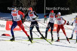 11.02.2023, Schonach, Germany (GER): Laurent Muhlethaler (FRA), Julian Schmid (GER), Terence Weber (GER), Lukas Greiderer (AUT), Einar Luraas Oftebro (NOR), (l-r)  - FIS world cup nordic combined men, individual gundersen HS100/10km, Schonach (GER). www.nordicfocus.com. © Volk/NordicFocus. Every downloaded picture is fee-liable.