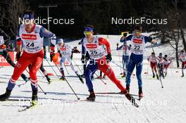 11.02.2023, Schonach, Germany (GER): Ondrej Pazout (CZE), Gael Blondeau (FRA), Niklas Malacinski (USA), (l-r)  - FIS world cup nordic combined men, individual gundersen HS100/10km, Schonach (GER). www.nordicfocus.com. © Volk/NordicFocus. Every downloaded picture is fee-liable.
