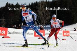 11.02.2023, Schonach, Germany (GER): Ilkka Herola (FIN), Mario Seidl (AUT), (l-r)  - FIS world cup nordic combined men, individual gundersen HS100/10km, Schonach (GER). www.nordicfocus.com. © Volk/NordicFocus. Every downloaded picture is fee-liable.