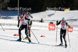 11.02.2023, Schonach, Germany (GER): Jakob Lange (GER), David Mach (GER), Manuel Faisst (GER), (l-r)  - FIS world cup nordic combined men, individual gundersen HS100/10km, Schonach (GER). www.nordicfocus.com. © Volk/NordicFocus. Every downloaded picture is fee-liable.