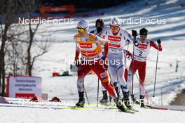 11.02.2023, Schonach, Germany (GER): Johannes Lamparter (AUT), Jens Luraas Oftebro (NOR), Yoshito Watabe (JPN), (l-r)  - FIS world cup nordic combined men, individual gundersen HS100/10km, Schonach (GER). www.nordicfocus.com. © Volk/NordicFocus. Every downloaded picture is fee-liable.