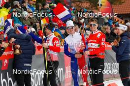 12.02.2023, Schonach, Germany (GER): Laurent Muhlethaler (FRA), Marco Heinis (FRA), Matteo Baud (FRA), Lena Brocard (FRA), (l-r)  - FIS world cup nordic combined men, individual gundersen HS100/10km, Schonach (GER). www.nordicfocus.com. © Volk/NordicFocus. Every downloaded picture is fee-liable.