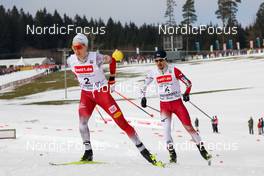12.02.2023, Schonach, Germany (GER): Mario Seidl (AUT), Yoshito Watabe (JPN), (l-r)  - FIS world cup nordic combined men, individual gundersen HS100/10km, Schonach (GER). www.nordicfocus.com. © Volk/NordicFocus. Every downloaded picture is fee-liable.
