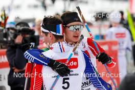 12.02.2023, Schonach, Germany (GER): Laurent Muhlethaler (FRA), Marco Heinis (FRA), (l-r)  - FIS world cup nordic combined men, individual gundersen HS100/10km, Schonach (GER). www.nordicfocus.com. © Volk/NordicFocus. Every downloaded picture is fee-liable.