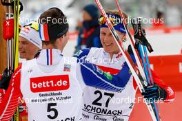 12.02.2023, Schonach, Germany (GER): Laurent Muhlethaler (FRA), Gael Blondeau (FRA), (l-r)  - FIS world cup nordic combined men, individual gundersen HS100/10km, Schonach (GER). www.nordicfocus.com. © Volk/NordicFocus. Every downloaded picture is fee-liable.