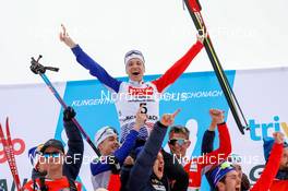 12.02.2023, Schonach, Germany (GER): Marco Heinis (FRA), Laurent Muhlethaler (FRA), Matteo Baud (FRA), (l-r)  - FIS world cup nordic combined men, individual gundersen HS100/10km, Schonach (GER). www.nordicfocus.com. © Volk/NordicFocus. Every downloaded picture is fee-liable.