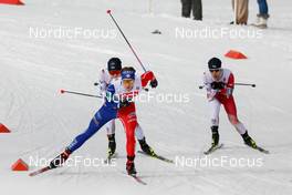 12.02.2023, Schonach, Germany (GER): Gael Blondeau (FRA), Yuya Yamamoto (JPN), Sora Yachi (JPN), (l-r)  - FIS world cup nordic combined men, individual gundersen HS100/10km, Schonach (GER). www.nordicfocus.com. © Volk/NordicFocus. Every downloaded picture is fee-liable.