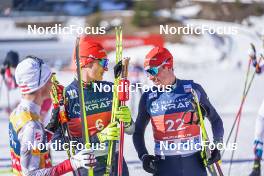 11.03.2022, Oslo, Norway (NOR): Johannes Lamparter (AUT), Julian Schmid (GER), Eric Frenzel (GER), (l-r)  - FIS world cup nordic combined men, individual gundersen HS134/10km, Oslo (NOR). www.nordicfocus.com. © Thibaut/NordicFocus. Every downloaded picture is fee-liable.
