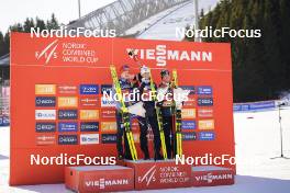 11.03.2022, Oslo, Norway (NOR): Julian Schmid (GER), Jarl Magnus Riiber (NOR), Johannes Lamparter (AUT), (l-r) - FIS world cup nordic combined men, individual gundersen HS134/10km, Oslo (NOR). www.nordicfocus.com. © Thibaut/NordicFocus. Every downloaded picture is fee-liable.