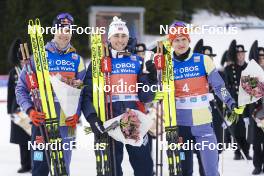 12.03.2022, Oslo, Norway (NOR): Vinzenz Geiger (GER), Jarl Magnus Riiber (NOR), Julian Schmid (GER), (l-r) - FIS world cup nordic combined men, individual gundersen HS134/10km, Oslo (NOR). www.nordicfocus.com. © Thibaut/NordicFocus. Every downloaded picture is fee-liable.
