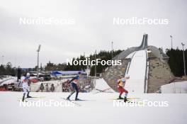 12.03.2022, Oslo, Norway (NOR): Joergen Graabak (NOR), Jakob Lange (GER), Johannes Lamparter (AUT), (l-r)  - FIS world cup nordic combined men, individual gundersen HS134/10km, Oslo (NOR). www.nordicfocus.com. © Thibaut/NordicFocus. Every downloaded picture is fee-liable.