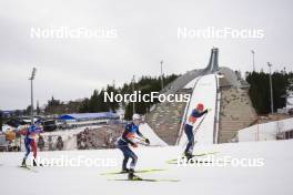 12.03.2022, Oslo, Norway (NOR): Laurent Muhlethaler (FRA), Vinzenz Geiger (GER), Julian Schmid (GER), (l-r)  - FIS world cup nordic combined men, individual gundersen HS134/10km, Oslo (NOR). www.nordicfocus.com. © Thibaut/NordicFocus. Every downloaded picture is fee-liable.