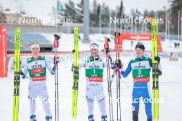 26.03.2023, Lahti, Finland (FIN): Jens Luraas Oftebro (NOR), Jarl Magnus Riiber (NOR), Kristjan Ilves (EST), (l-r)  - FIS world cup nordic combined men, individual gundersen HS130/10km, Lahti (FIN). www.nordicfocus.com. © Modica/NordicFocus. Every downloaded picture is fee-liable.
