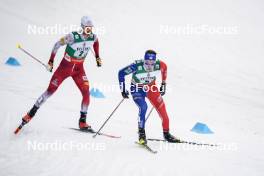 24.03.2023, Lahti, Finland (FIN): Lukas Greiderer (AUT), Laurent Muhlethaler (FRA), (l-r)  - FIS world cup nordic combined men, team sprint HS130/2x7.5km, Lahti (FIN). www.nordicfocus.com. © Thibaut/NordicFocus. Every downloaded picture is fee-liable.